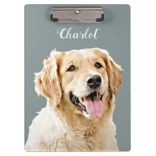 Custom Golden Retriever Dog Personalised Drawn Clipboard