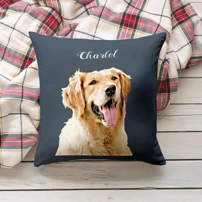 Custom Golden Retriever Dog Personalised Drawn Cushion (Creator Uploaded)