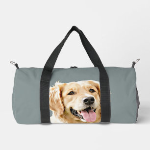 Custom Golden Retriever Dog Personalised Drawn Duffle Bag
