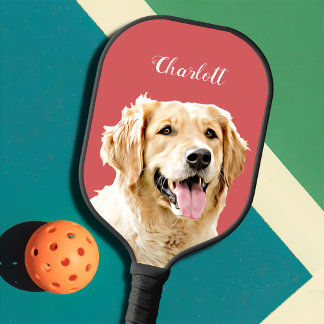 Custom Golden Retriever Dog Personalised Drawn Pickleball Paddle