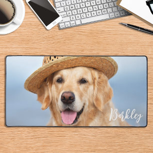 Custom Golden Retriever Dog Personalised Pet Photo Desk Mat