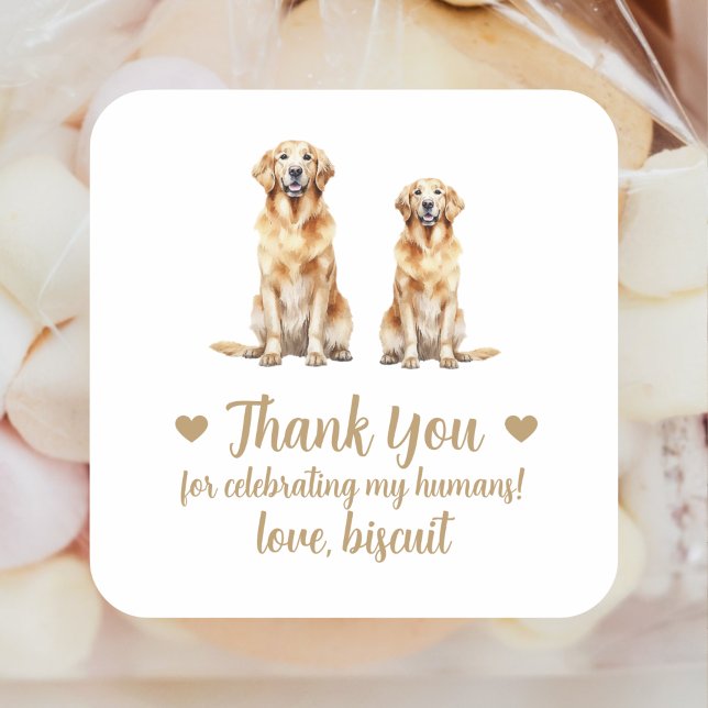 Custom Golden Retriever Dog Wedding Favour Sticker (Creator Uploaded)