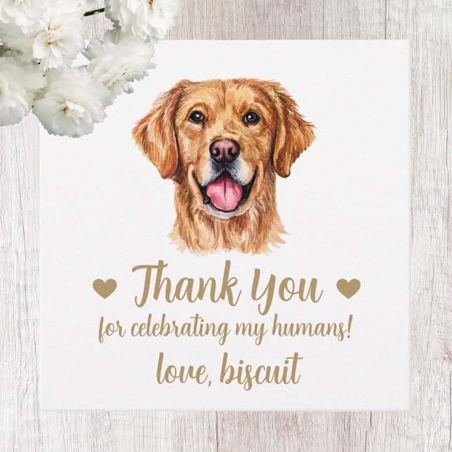 Custom Golden Retriever Dog Wedding Favour Tags (Creator Uploaded)