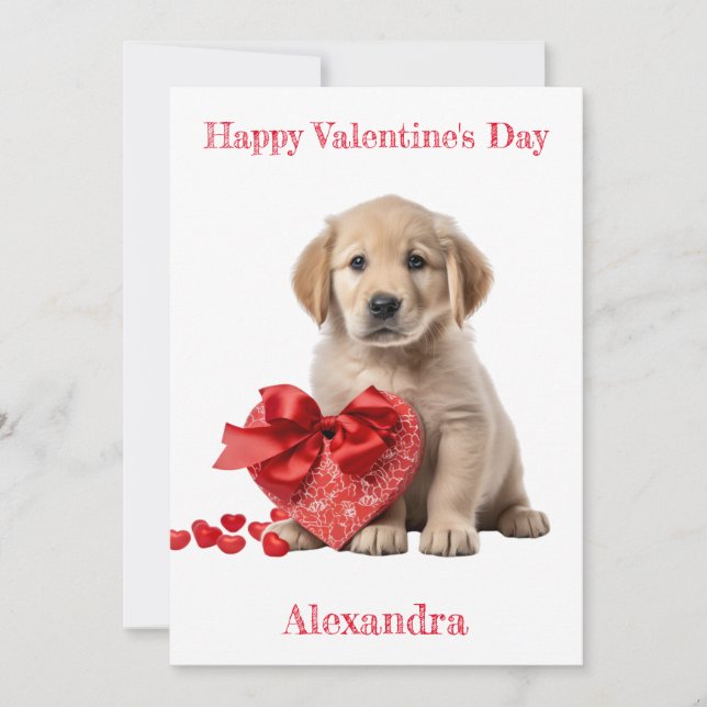 Custom Golden Retriever Heart Gift Valentine Holiday Card (Front)
