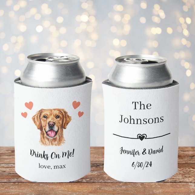 Custom Golden Retriever Pet Wedding Can Cooler (Creator Uploaded)