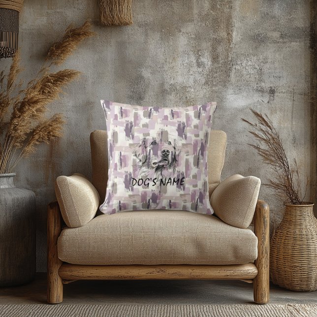 Custom Golden Retriever Portrait Abstract Pattern Cushion (Creator Uploaded)