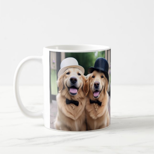 Custom Golden Retriever Wedding Mugs (Left)