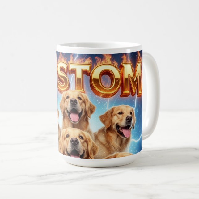 Custom Golden Retrievers Cosmic Lightning Design Coffee Mug (Front Right)