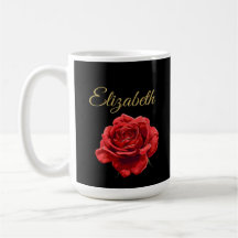 Custom Golden Script Elegant Red Rose Personalised