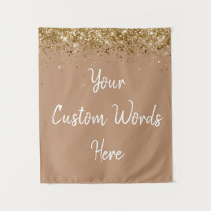 Custom Golden Tan Gold Birthday Party Photo Booth Tapestry