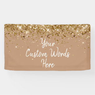 Custom Golden Tan & Gold Customised Birthday Party Banner