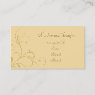 Custom Golden Yellow Wedding Gift Registry Cards