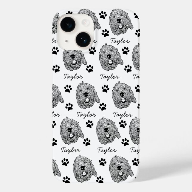 Custom Goldendoodle Dog Personalised Drawing Case-Mate iPhone Case (Back)