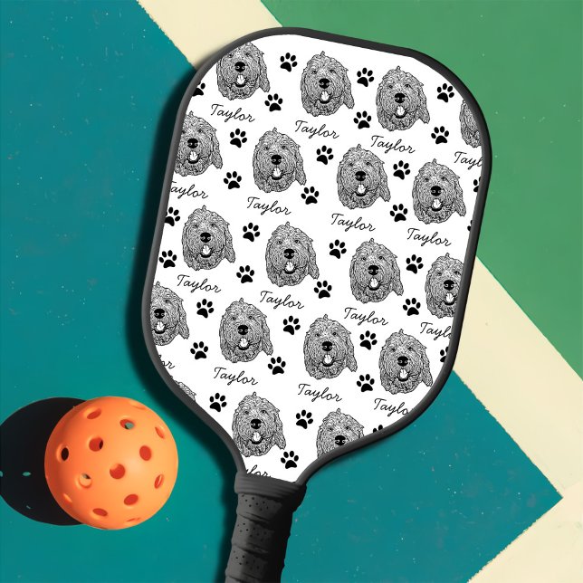Custom Goldendoodle Dog Personalised Drawing Pickleball Paddle (Creator Uploaded)