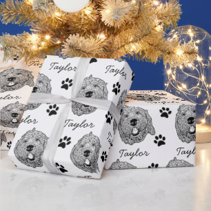Custom Goldendoodle Dog Personalised Drawing Wrapping Paper