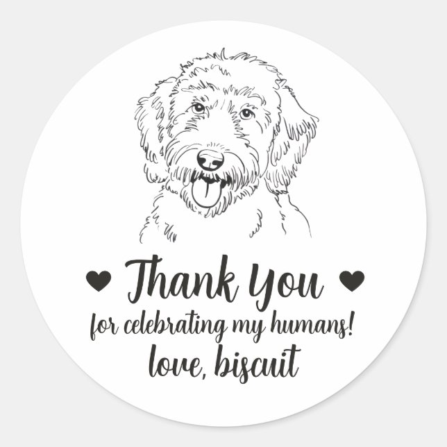 Custom Goldendoodle Dog Wedding Favour Stickers (Front)