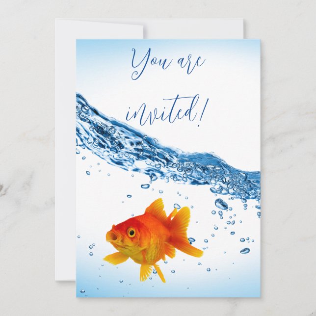 Custom Goldfish Fish Bowl Water Invitation (Front)