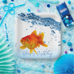 Custom Goldfish Fish Bowl Water Paper Plate