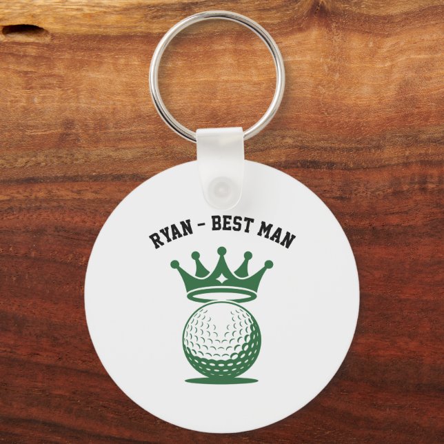 Custom Golf Bachelor Party Favour Monogrammed Name Key Ring (Front)