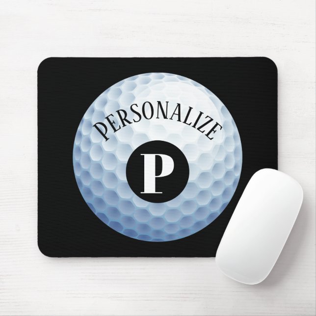 Custom Golf Ball Baller Name Initial Monogram Mouse Pad (With Mouse)