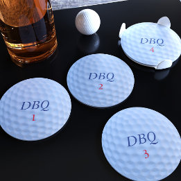 Custom Golf Ball Monogram Sports Theme Coaster Set