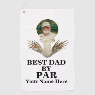 Custom golf ball shape photo Best dad by par Towel