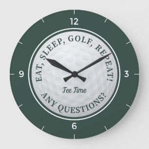 Custom Golf Ball Sports Funny Golfer Quote Green Large Clock