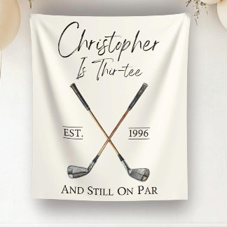Custom Golf Birthday Banner Mens Golf Decor  Tapestry
