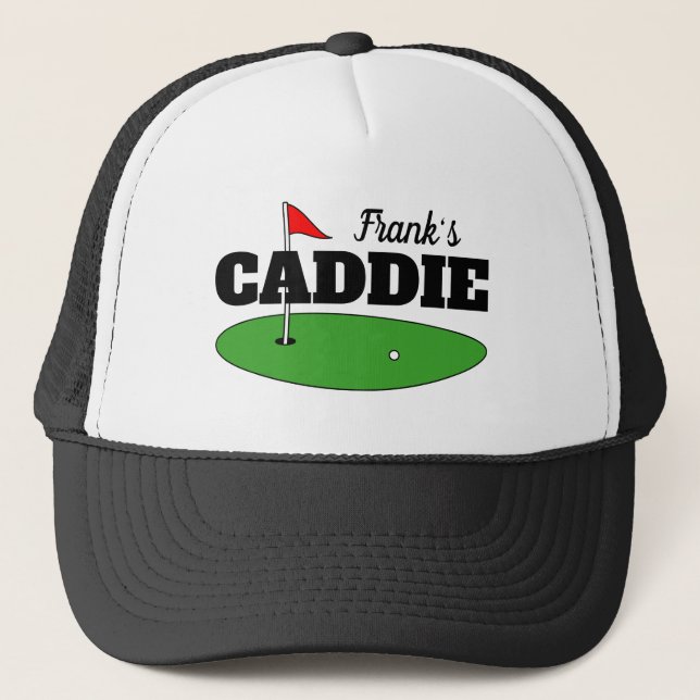 Custom golf caddie hat with player name (Front)