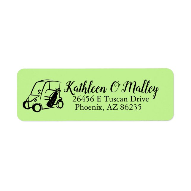 Custom Golf Cart Golf Themed Return Address Labels (Front)
