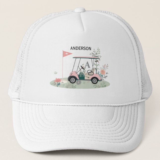 Custom Golf Cart Hat with Name & Flag Design (Front)