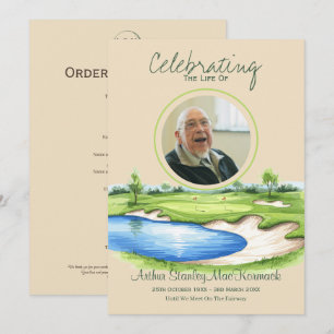 Custom Golf Celebration of Life Memorial Funeral Program