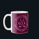 Custom Golf Club Logo Personalised Monogram Coffee Coffee Mug<br><div class="desc">Start your morning on the green (or at least in spirit) with this sleek custom golf mug featuring a stylish crossed-club monogram and your personalised name or golf course. Perfect for sipping coffee before tee time or gifting to the golf enthusiast in your life. 🏌️ Great for: * Golf birthdays...</div>
