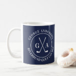 Custom Golf Club Logo Personalised Monogram Coffee Coffee Mug<br><div class="desc">Start your morning on the green (or at least in spirit) with this sleek custom golf mug featuring a stylish crossed-club monogram and your personalised name or golf course. Perfect for sipping coffee before tee time or gifting to the golf enthusiast in your life. 🏌️ Great for: * Golf birthdays...</div>