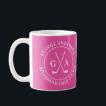 Custom Golf Club Logo Personalised Monogram Coffee Coffee Mug<br><div class="desc">Start your morning on the green (or at least in spirit) with this sleek custom golf mug featuring a stylish crossed-club monogram and your personalised name or golf course. Perfect for sipping coffee before tee time or gifting to the golf enthusiast in your life. 🏌️ Great for: * Golf birthdays...</div>