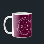 Custom Golf Club Logo Personalised Monogram Coffee Mug<br><div class="desc">Start your morning on the green (or at least in spirit) with this sleek custom golf mug featuring a stylish crossed-club monogram and your personalised name or golf course. Perfect for sipping coffee before tee time or gifting to the golf enthusiast in your life. 🏌️ Great for: * Golf birthdays...</div>