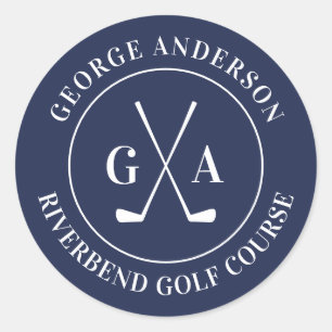 Custom Golf Club Monogram Party Classic Round Sticker