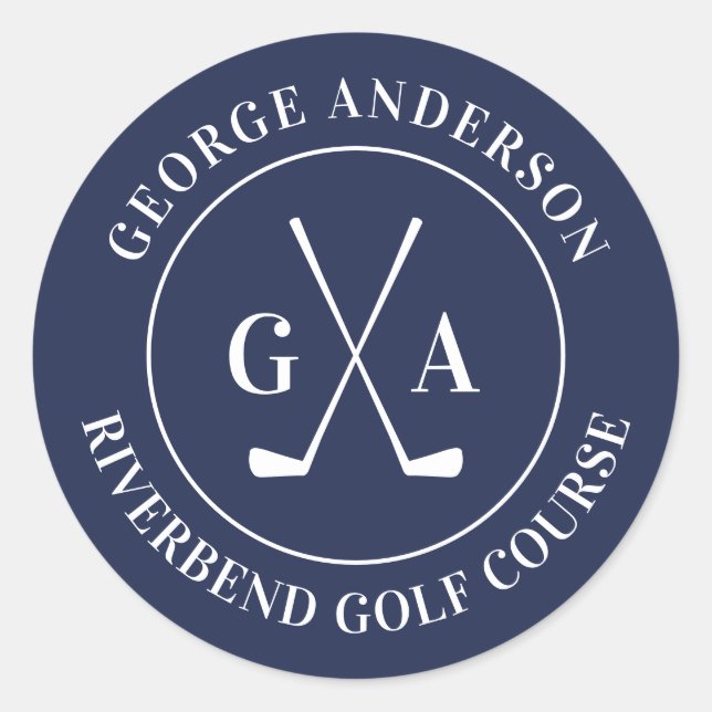 Custom Golf Club Monogram Party Classic Round Sticker (Front)