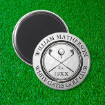 Custom Golf Club Name Golf Ball Stamp Magnet<br><div class="desc">Featuring classic crossed golf clubs, golf ball design, and aged stamp effect border on a golf ball background, these golf magnets are ideal for all golf clubs and club members. Personalize with the name of the club member, golf club name and the year the golf club was established. Designed by...</div>