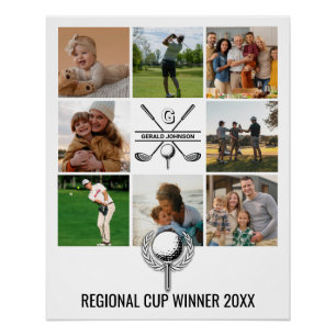 Custom Golf Collage with Monogram Design Poster