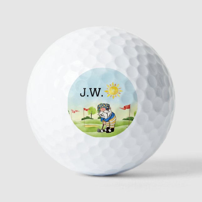 Custom Golf Course Golf Balls with Gnome Golfer (Front)