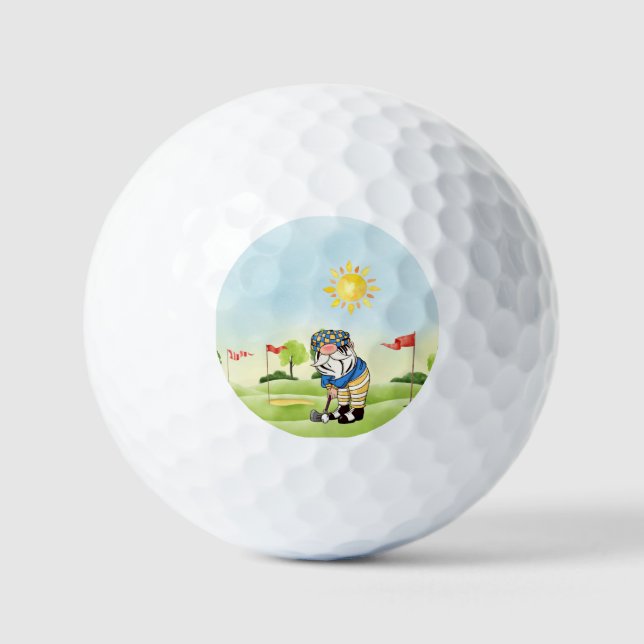 Custom Golf Course Golf Balls with Gnome Golfer (Front)