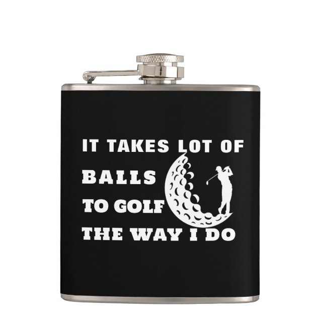 Custom Golf Gift | Takes Balls To Golf Funny Golf Hip Flask (Front)