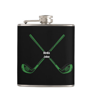 Custom Golf Gift With Funny Wordplay Birdie Juice  Hip Flask