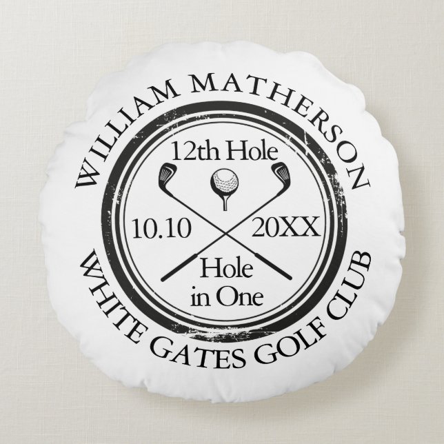 Custom Golf Hole in One Classic Photo Round Cushion (Front)