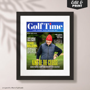 Custom Golf Magazine Cover, Fun Gift for Golfer  Poster