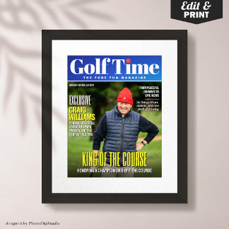 Custom Golf Magazine Cover, Fun Gift for Golfer  Poster
