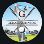 Custom Golf Monogram Design Classic Round Sticker<br><div class="desc">Minimalist Custom Your Image Golf Monogram Design by Edward Eksi. Easy modification of INITIALS and TEXTS for your needs.</div>