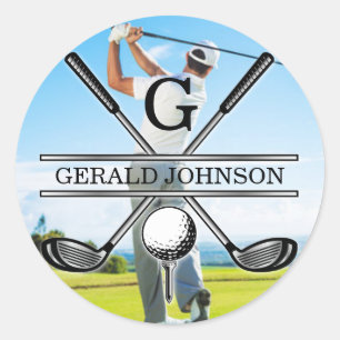 Custom Golf Monogram Design Classic Round Sticker