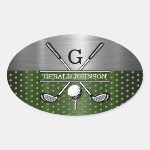 Custom Golf Monogram Design Oval Sticker